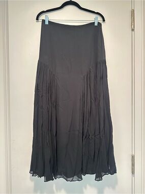 Black J. Crew Maxi Skit with Pleated Detail